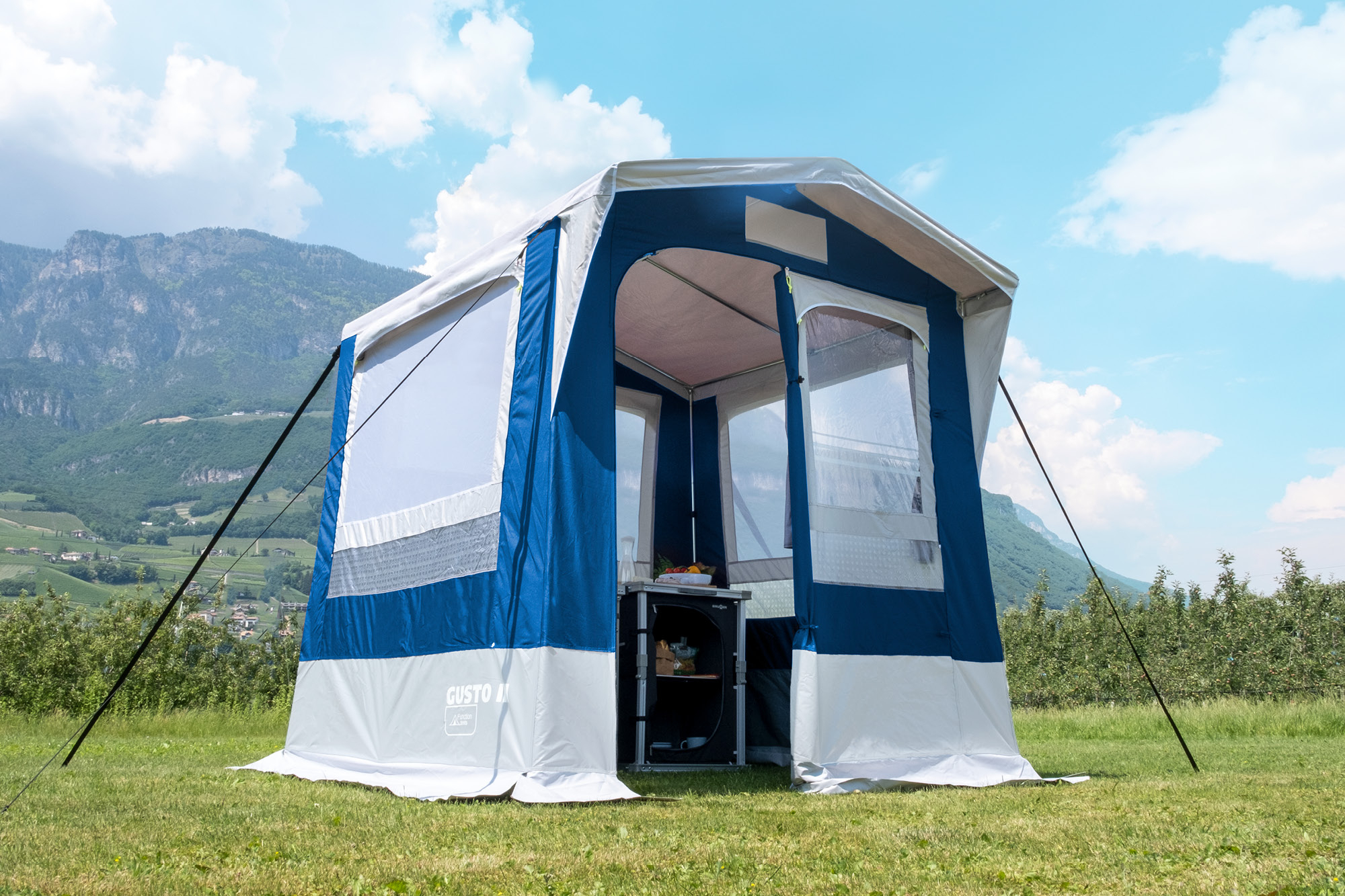 Camping Brunner Küchenzelt Beistellzelt Gerätezelt GUSTO III NG 200x200x215 BLAU 