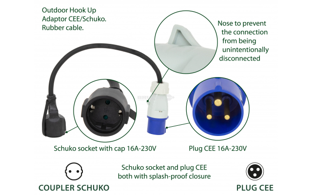 ADAPTOR CEE/SCHUKO 30 CM